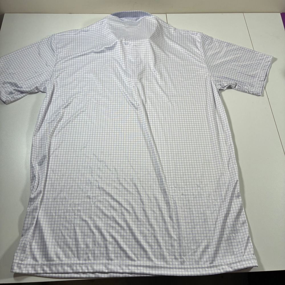 NEW Collars & Co Polo Mens 2XL White Purple Windowpane Check Performance Shirt - Picture 7 of 8